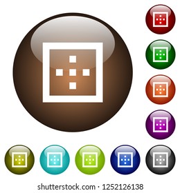 Outer borders white icons on round color glass buttons