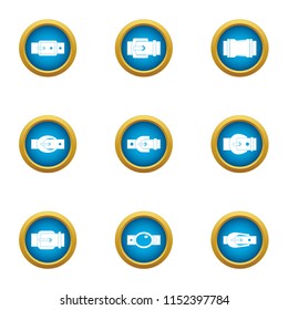 Outer buckle icons set. Flat set of 9 outer buckle vector icons for web isolated on white background