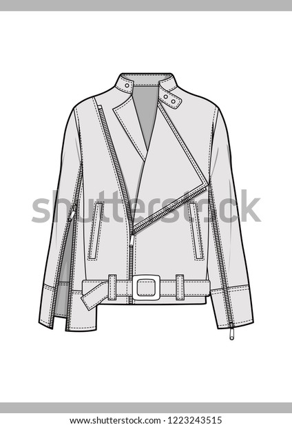 Outer Fashion Technical Drawings Flat Sketches Stock Vector (Royalty ...