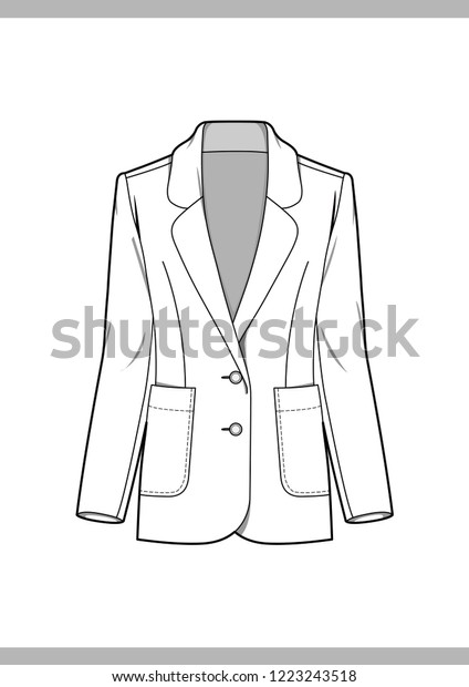 Outer Fashion Technical Drawings Flat Sketches Stock Vector (Royalty