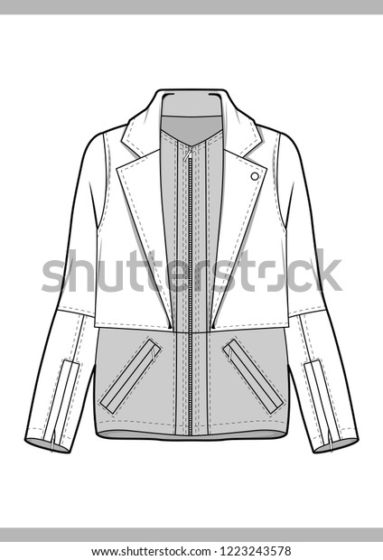 Outer Fashion Technical Drawings Flat Sketches Stock Vector (Royalty ...