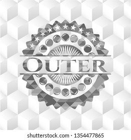 Outer grey emblem with cube white background