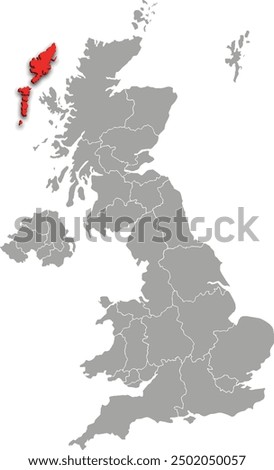 outer hebrides map ADMINISTRATIVE DIVISIONS of UNITED KINGDOM 3d isometric map