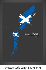 Outer Hebrides map with Scottish national flag illustration