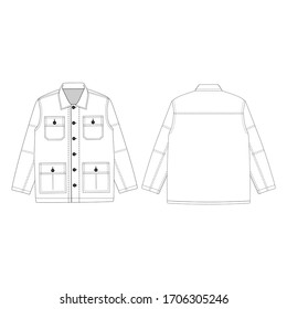 Outer jacket 4 pocket vector illustration flat outline template