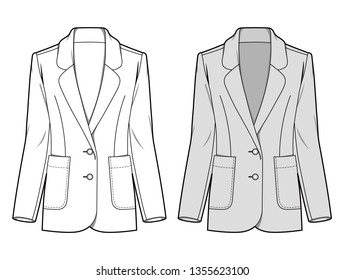 Outer Jacket fashion flat sketch template