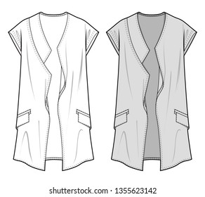 Outer Jacket fashion flat sketch template