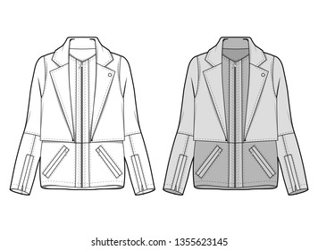 Outer Jacket fashion flat sketch template