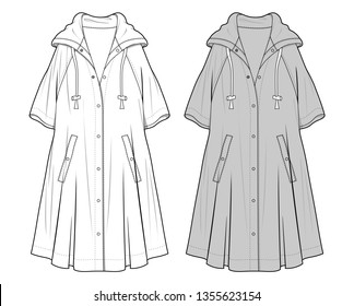 Plantilla de esbozo plano de la moda de la chaqueta externa