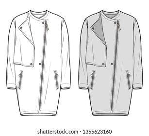 Outer Jacket fashion flat sketch template