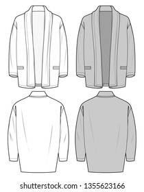 Outer Jacket fashion flat sketch template