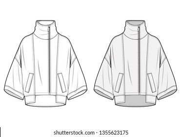 Plantilla de esbozo plano de la moda de la chaqueta externa