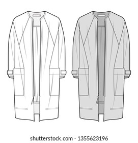 Outer Jacket fashion flat sketch template