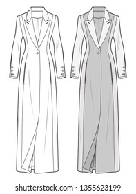 Outer Jacket fashion flat sketch template