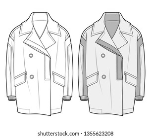 Outer Jacket Fashion Flat Sketch Template