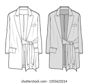 Outer Jacket fashion flat sketch template