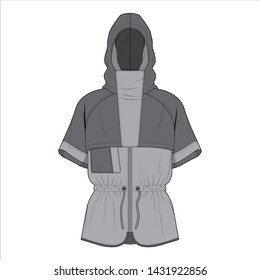 Plantilla de esbozo plano de la moda de la chaqueta externa