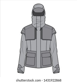 Outer Jacket fashion flat sketch template
