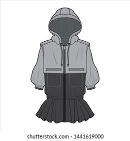 Outer Jacket fashion flat sketch template
