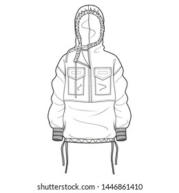 Outer Jacket fashion flat sketch template