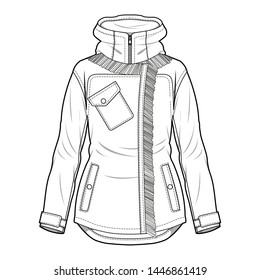 Outer Jacket fashion flat sketch template