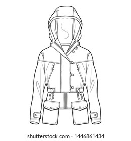 Outer Jacket fashion flat sketch template
