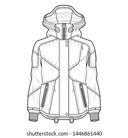 Outer Jacket Fashion Flat Sketch Template