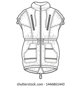 Outer Jacket fashion flat sketch template