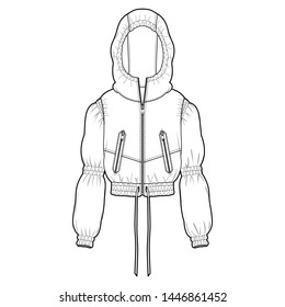 Outer Jacket Fashion Flat Sketch Template Stock Vector (Royalty Free ...