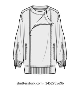 Outer Jacket fashion flat sketch template