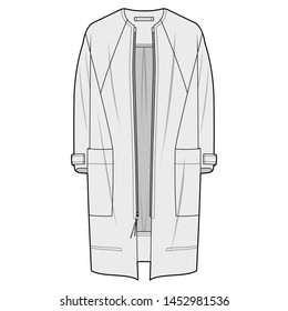 Outer Jacket fashion flat sketch template