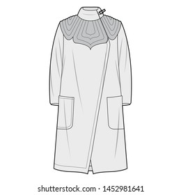 Outer Jacket fashion flat sketch template