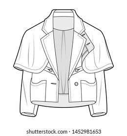 Outer Jacket fashion flat sketch template