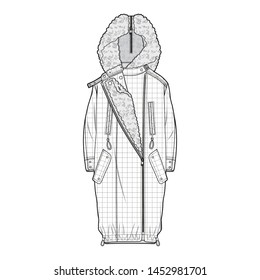 Outer Jacket fashion flat sketch template