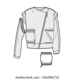 Outer Jacket fashion flat sketch template