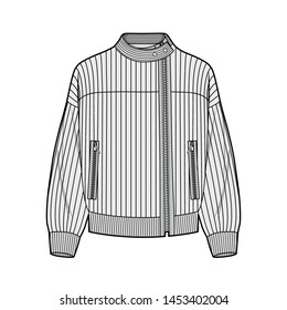 Outer Jacket fashion flat sketch template