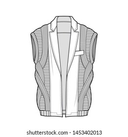 Outer Jacket fashion flat sketch template