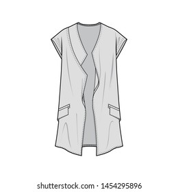 Outer Jacket fashion flat sketch template