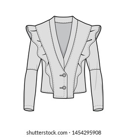Outer Jacket fashion flat sketch template