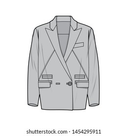 Outer Jacket fashion flat sketch template