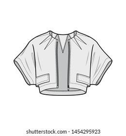 Outer Jacket fashion flat sketch template