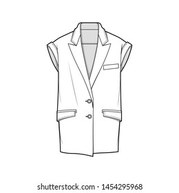 Outer Jacket fashion flat sketch template