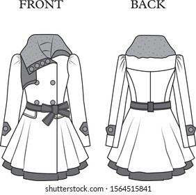 Outer Jacket fashion flat sketch template