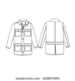 Outer Jacket fashion flat sketch template