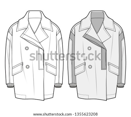 Outer Jacket fashion flat sketch template