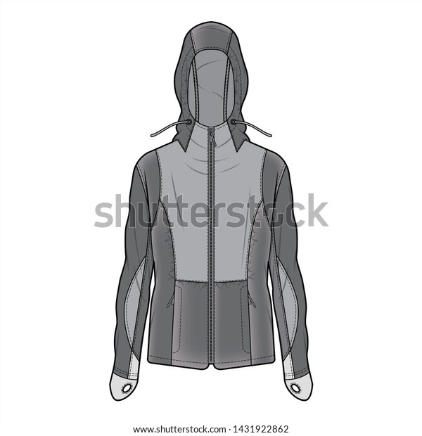 Outer Jacket Fashion Flat Sketch Template Stock Vector (Royalty Free ...