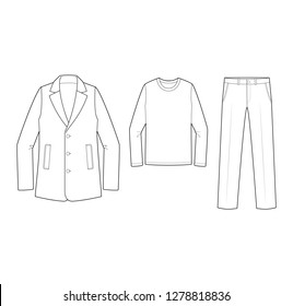 Pantalones de la funda exterior de la plantilla de dibujo técnico plano de la moda