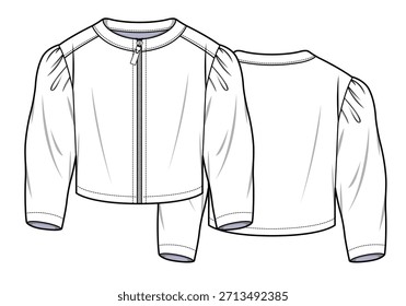 Outer jacket for women mockup template vector design technical illustration.