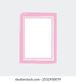 the outer layer is a bold pink, while the inner layer has a lighter pink border that adds a subtle contrast. The center of the frame is a blank white space.