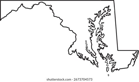 Äußere Landkarte Rand von Maryland leere Umrisse amerikanischen Bundesstaat